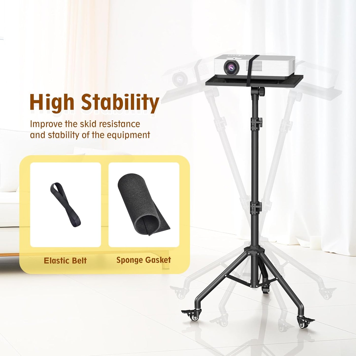 Rolling Laptop Stand - 360° Swivel Casters, Portable & Sturdy