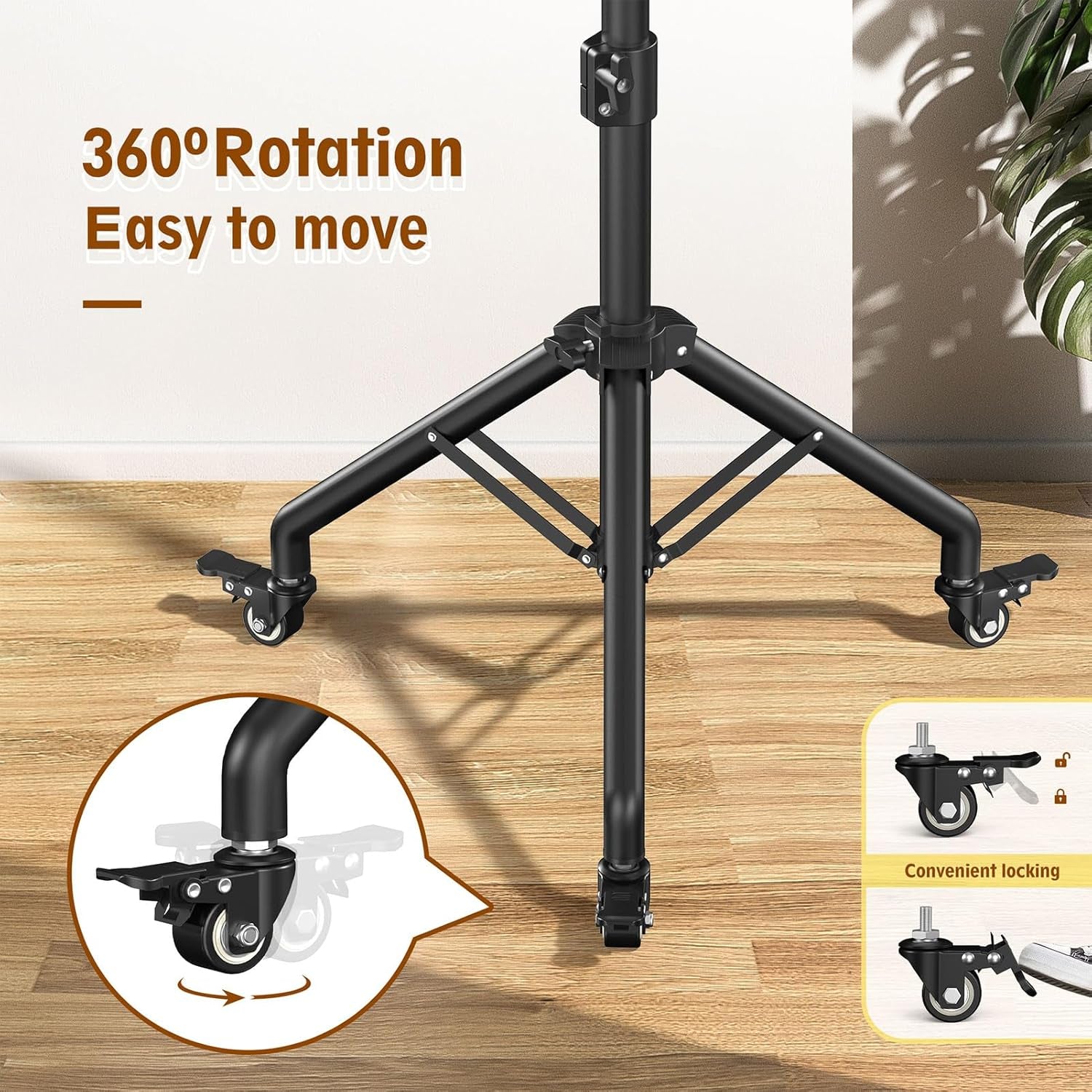Rolling Laptop Stand - 360° Swivel Casters, Portable & Sturdy