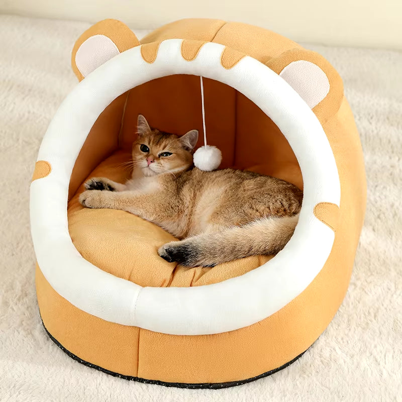 SnuggleHut™ Cat Bed - Winter-Warm Pet Cave with Waterproof Bottom, Breathable Fleece for Indoor Cats & Puppies