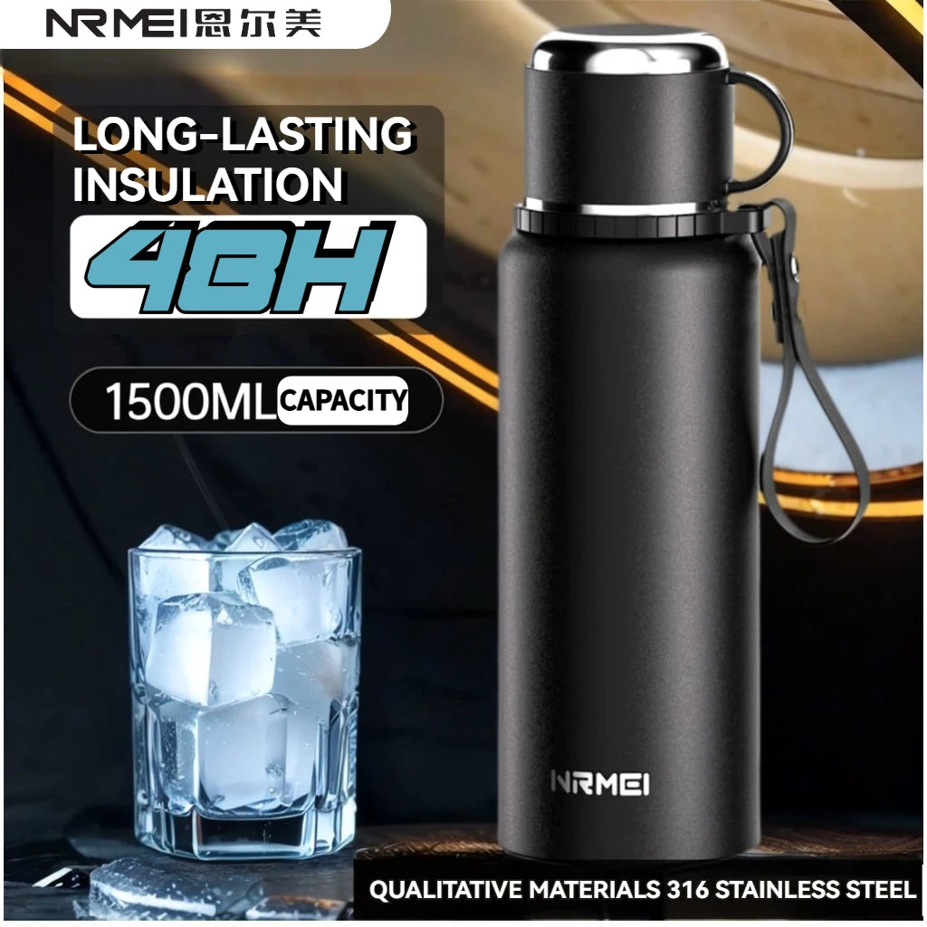 ThermoGuard Pro™ 2L Smart Water Bottle - 316 Stainless Steel Vacuum Flask with Temperature Display & Detachable Cup