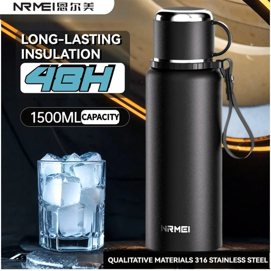 ThermoGuard Pro™ 2L Smart Water Bottle - 316 Stainless Steel Vacuum Flask with Temperature Display & Detachable Cup