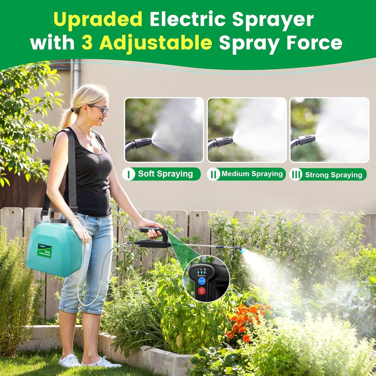 2025 Cordless Sprayer - 2Gal, 3 Speeds, 4 Nozzles