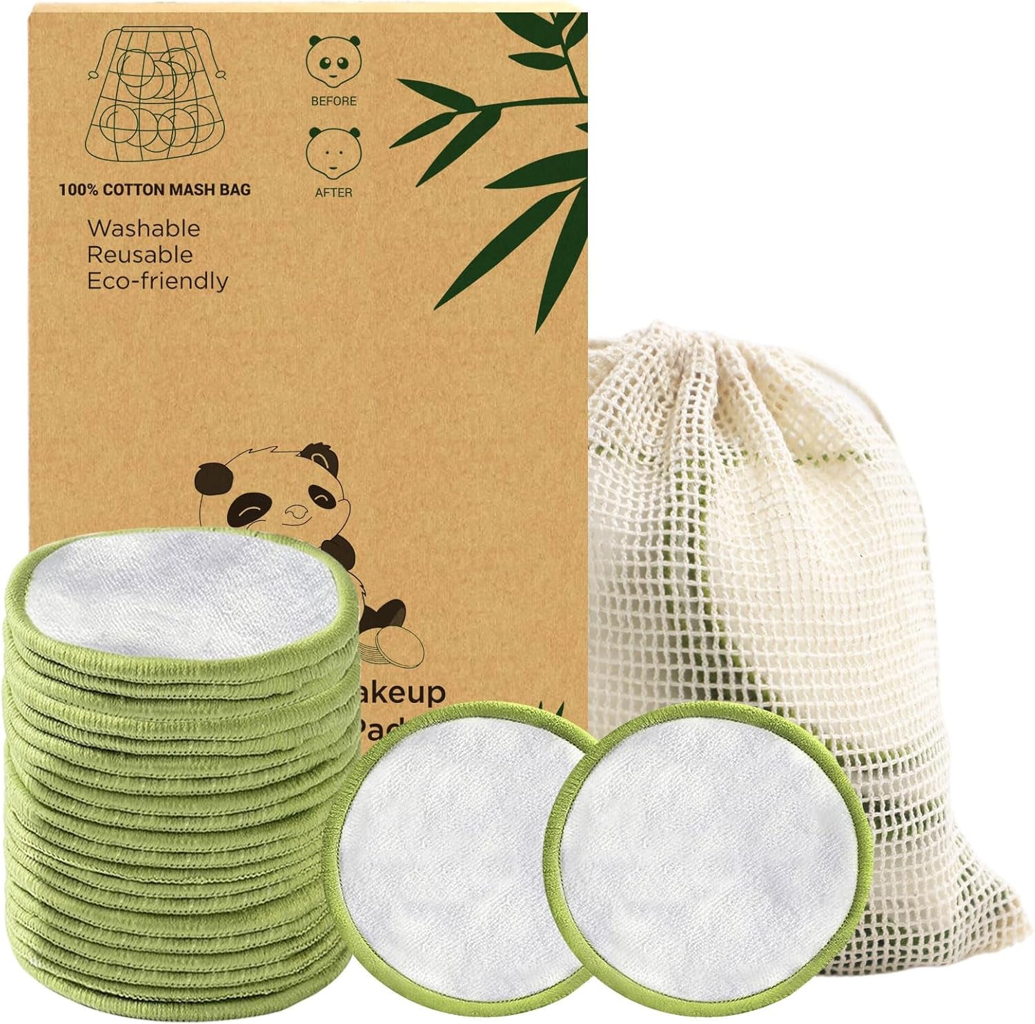 Reusable Makeup Remover Pads - Eco-Friendly Bamboo Cotton Rounds