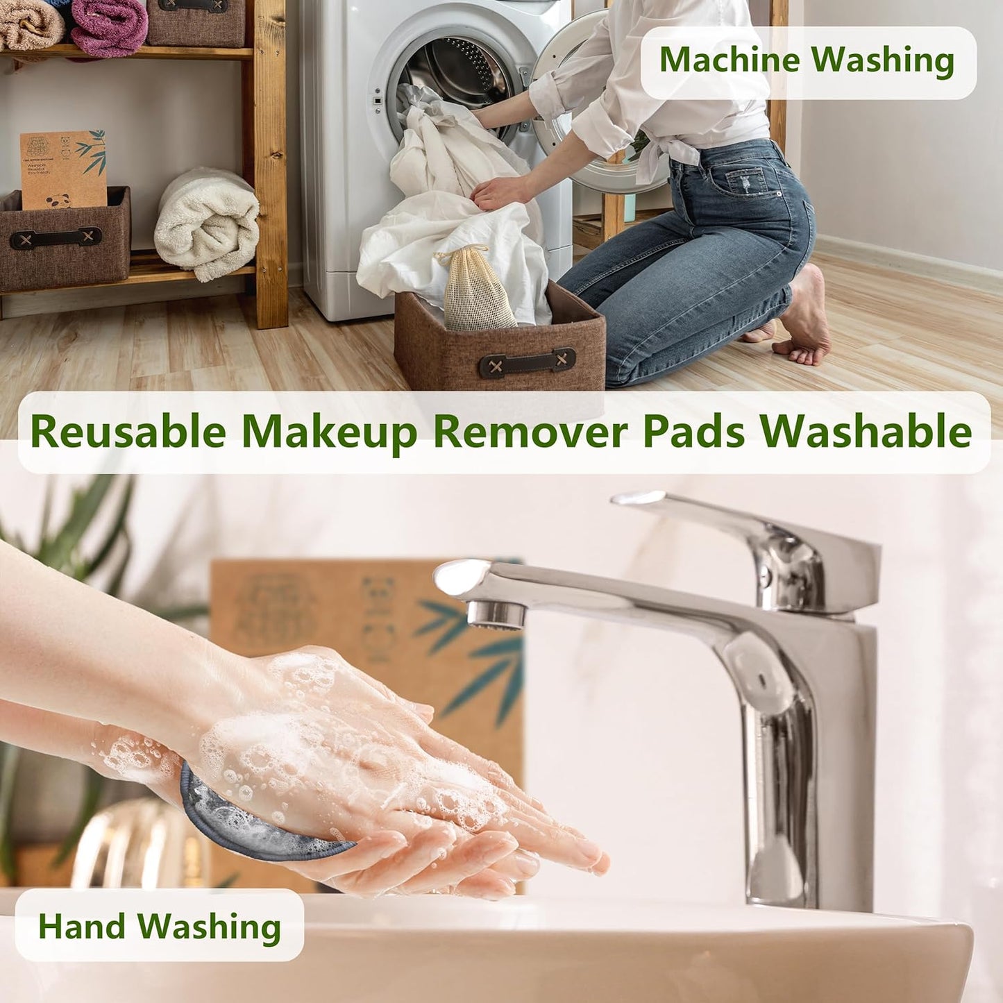Reusable Makeup Remover Pads - Eco-Friendly Bamboo Cotton Rounds
