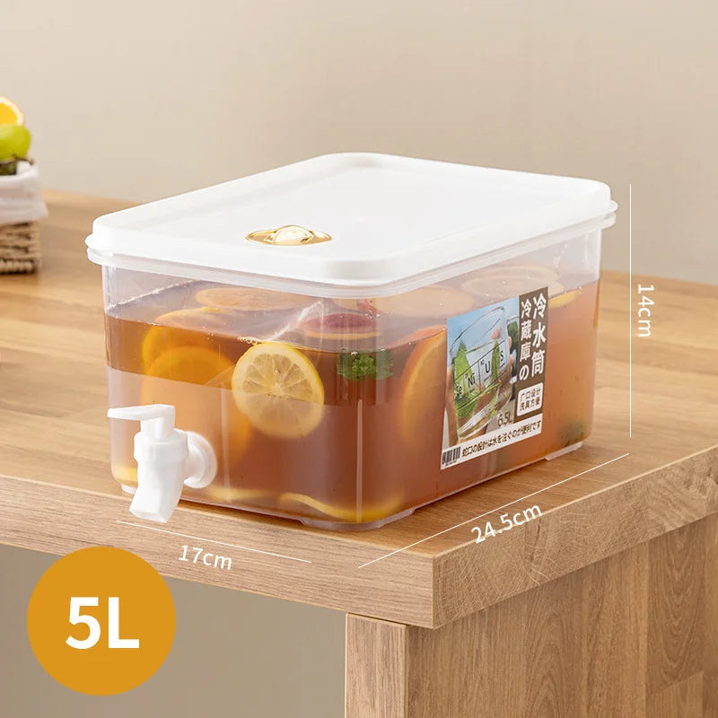 FrostVault™ 5L Drink Kettle - Odor-Resistant PS Plastic with Drip-Free Tap for Refrigerators