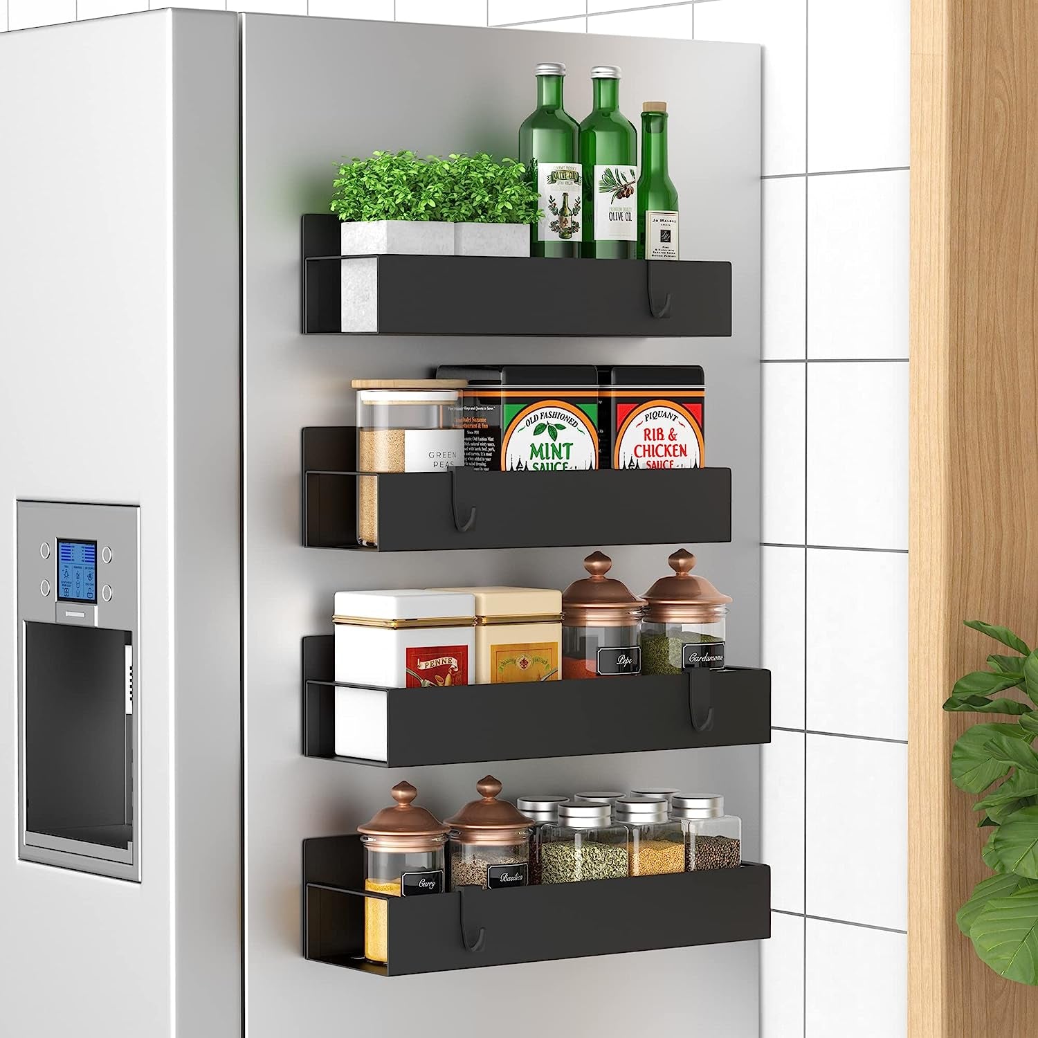 Magnetic Spice Storage - 4-Pack, Strong Hold, Kitchen Space Saver