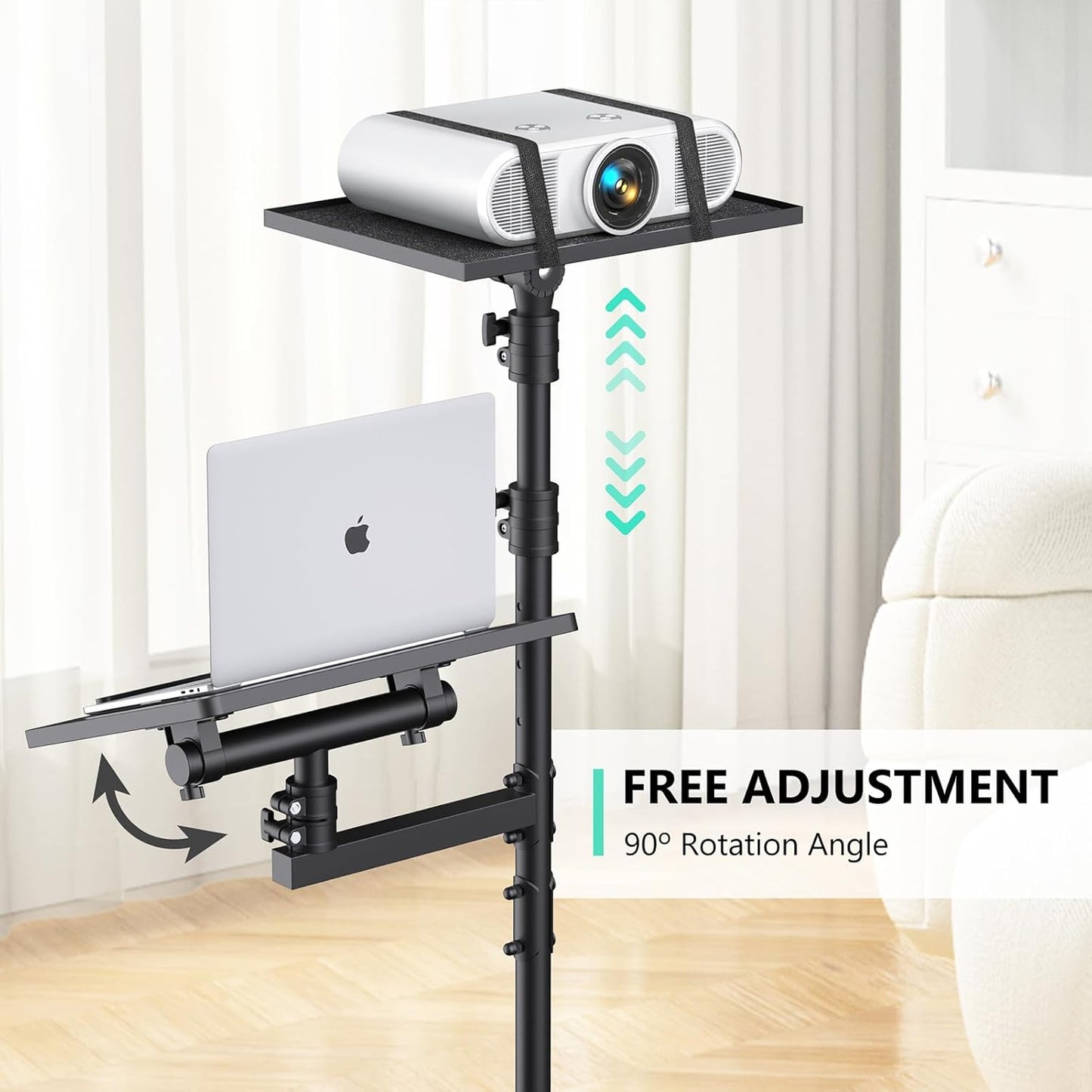 Height-Adjustable Laptop Cart - 360° Casters, 180° Tilt Trays