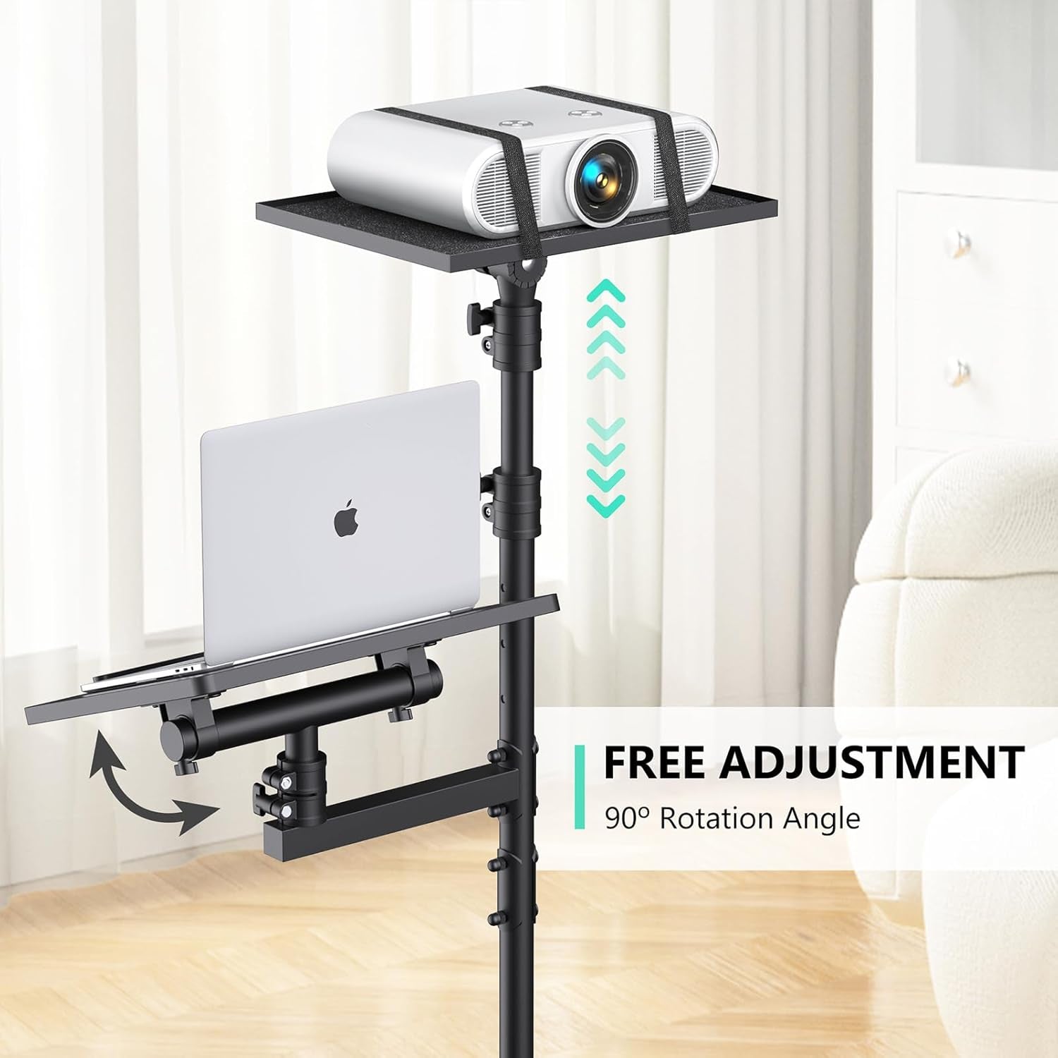 Height-Adjustable Laptop Cart - 360° Casters, 180° Tilt Trays
