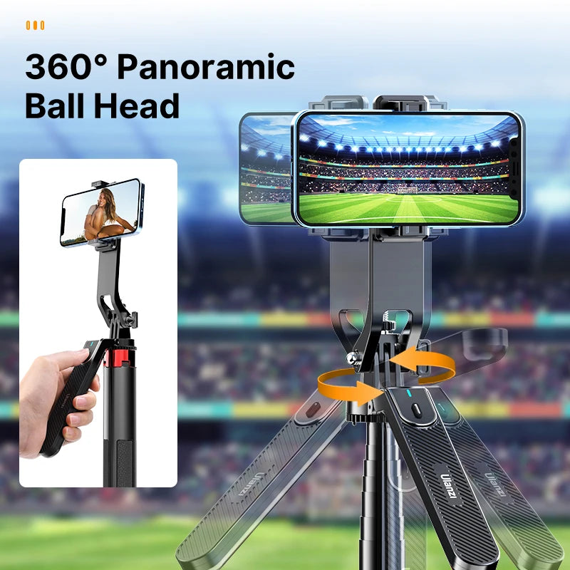 AeroGrip Ultra™ "360° Panoramic Ball Head Tripod – 10m Bluetooth Range for Live Streaming