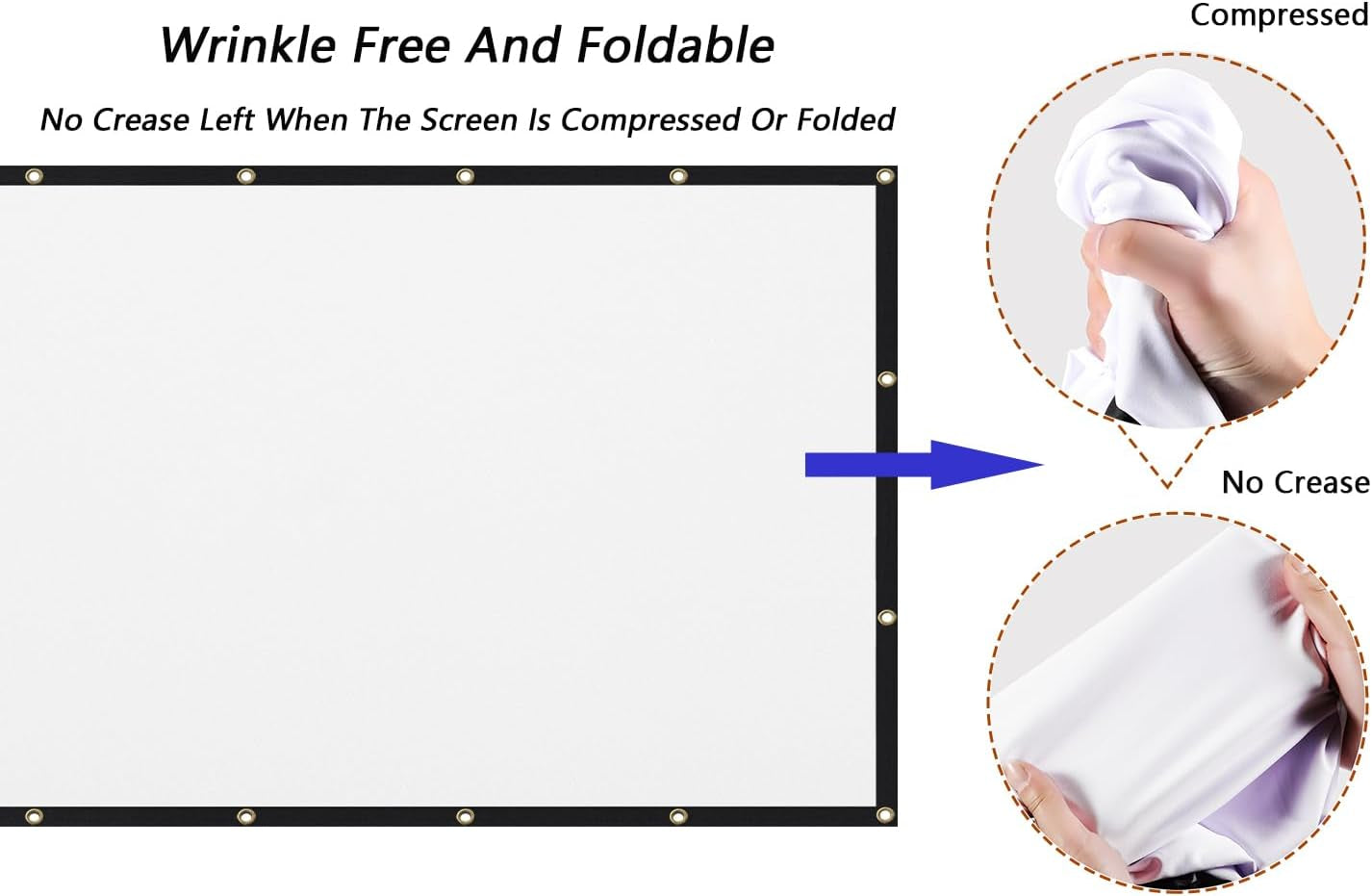 120" Wrinkle-Free Projector Screen - Foldable & Portable (16:9)