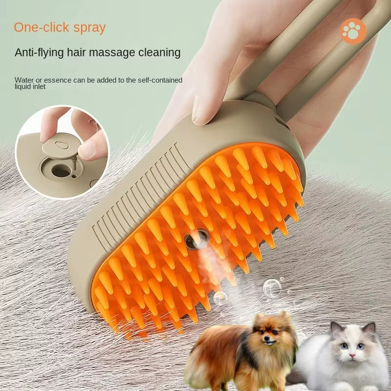 SpaPaws™ Pro – 3-in-1 USB Pet Grooming Brush with Steaming Spray & Massage