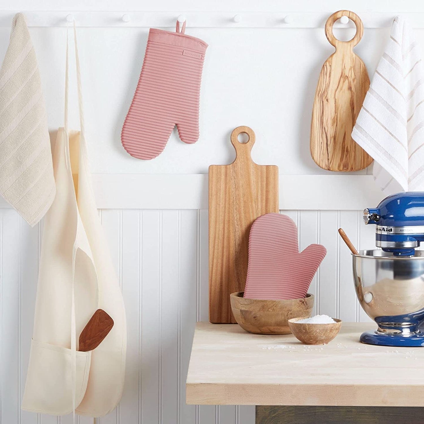 KitchenAid Ribbed Oven Mitts - Waterproof & Extra-Long (7"x13")