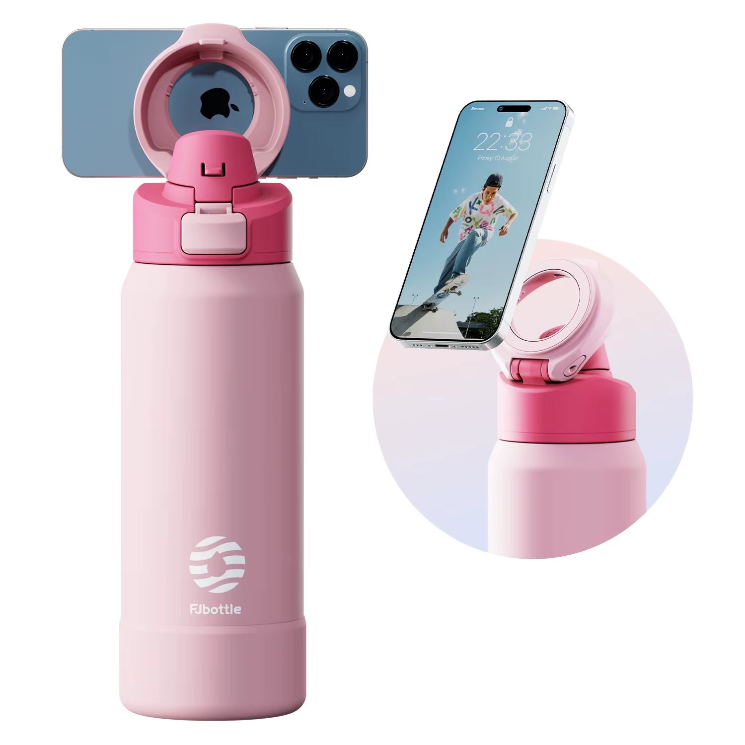 PhoneSip™ Magnetic Water Bottle - Double-Wall Vacuum Stainless Steel with Anti-Slip Phone Mount