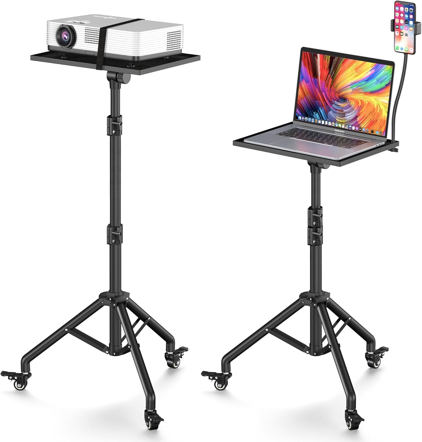 Rolling Laptop Stand - 360° Swivel Casters, Portable & Sturdy