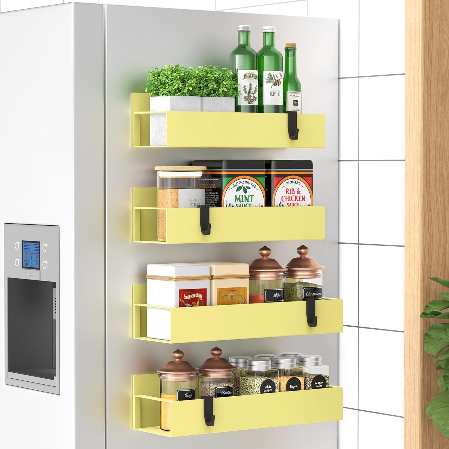 Magnetic Spice Storage - 4-Pack, Strong Hold, Kitchen Space Saver
