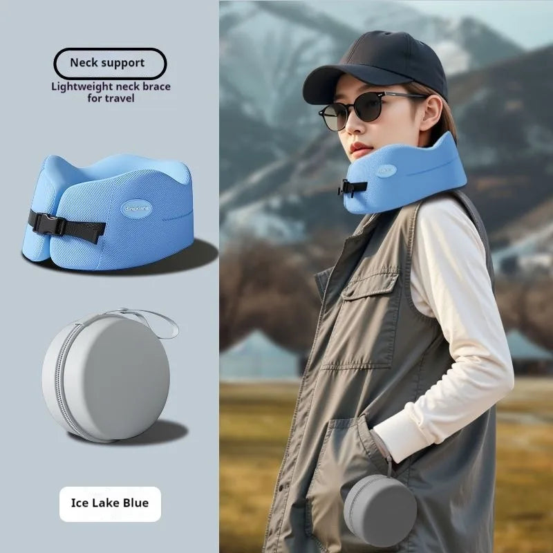 AeroRest™ Smart Neck Pillow - Ergonomic Memory Foam Design with Adjustable Chin Support (Grey/Blue)