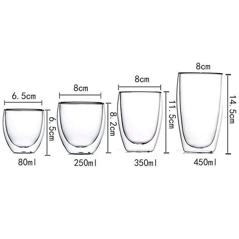 PureTaste™ Lead-Free Glass Cup Collection - Double Wall Design for Bar/Home/Office (Gift-Ready Packaging)