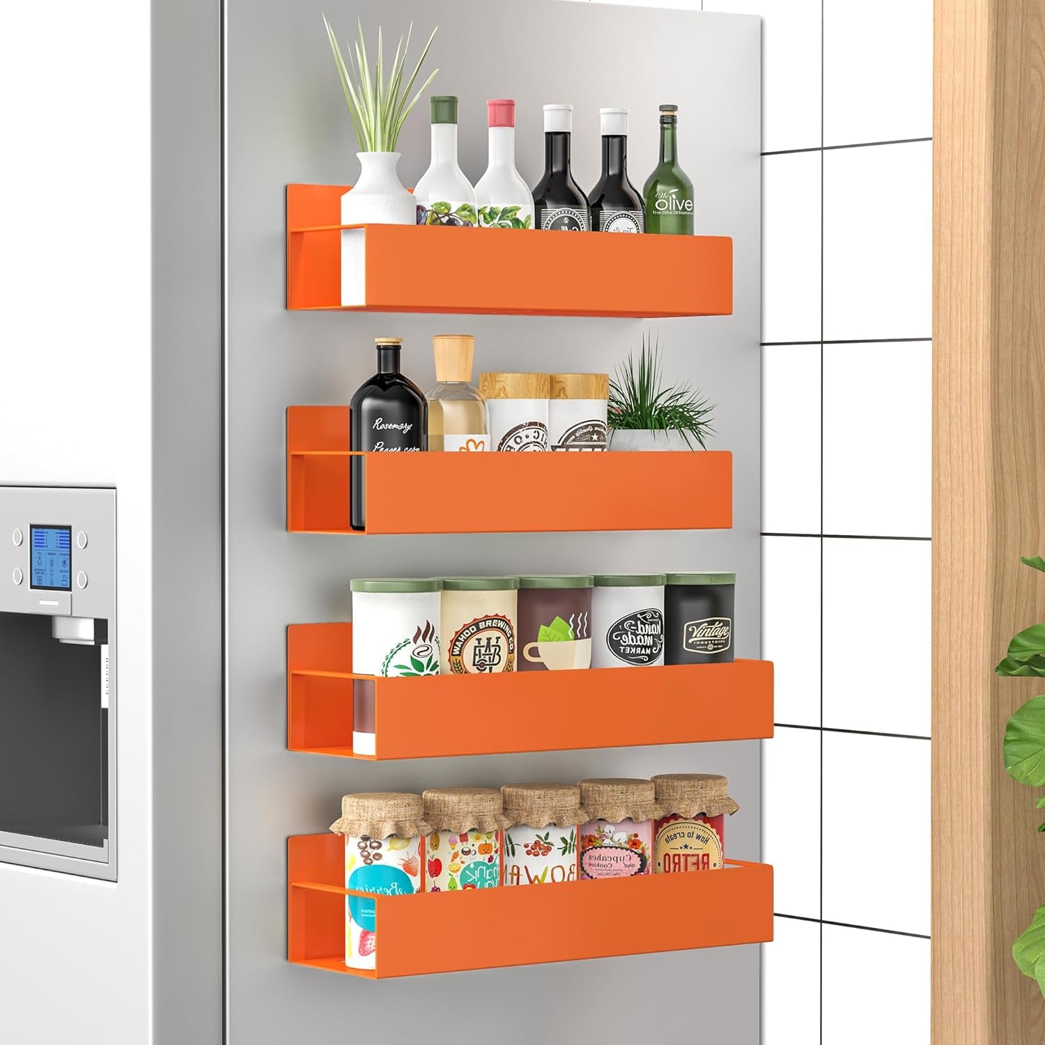 Magnetic Spice Storage - 4-Pack, Strong Hold, Kitchen Space Saver