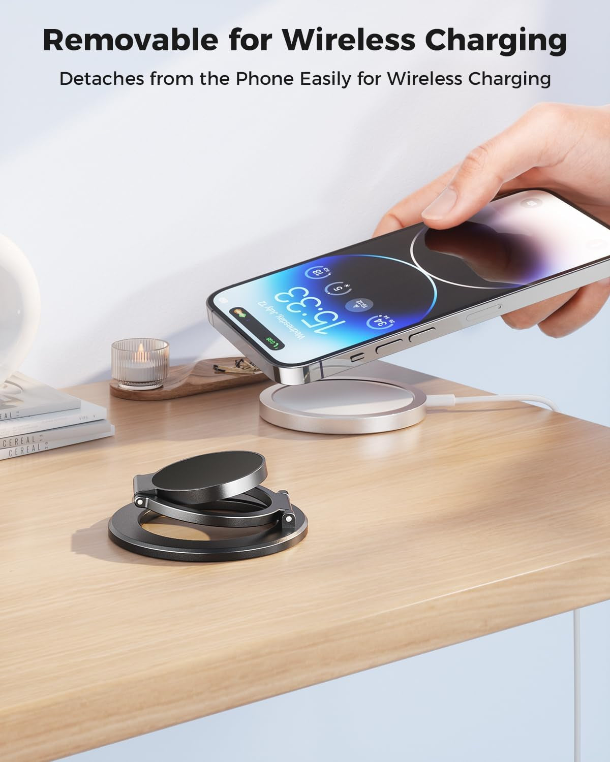 Gym-Proof Phone Grip - 360° Rotating Magnetic Ring for Workouts