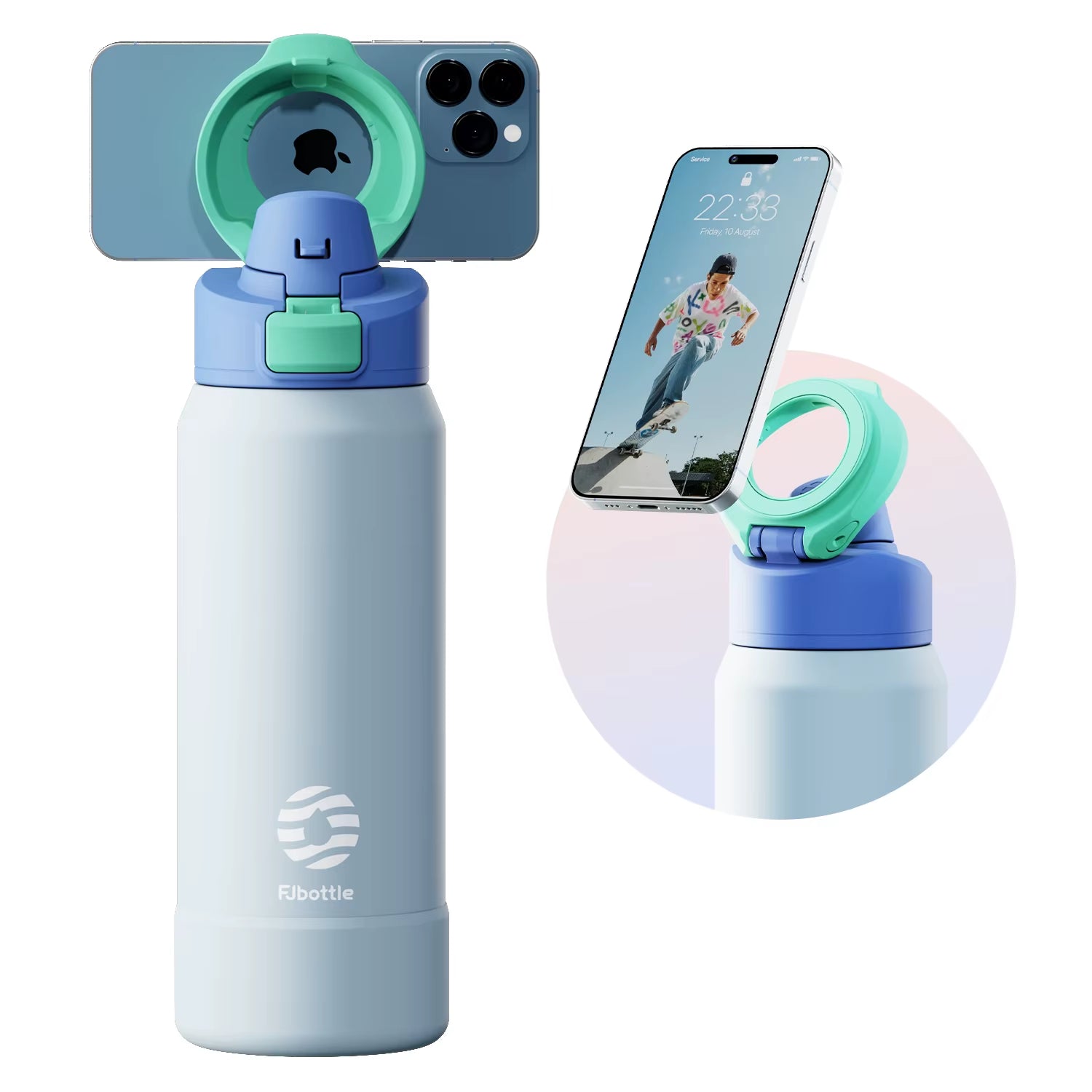 PhoneSip™ Magnetic Water Bottle - Double-Wall Vacuum Stainless Steel with Anti-Slip Phone Mount