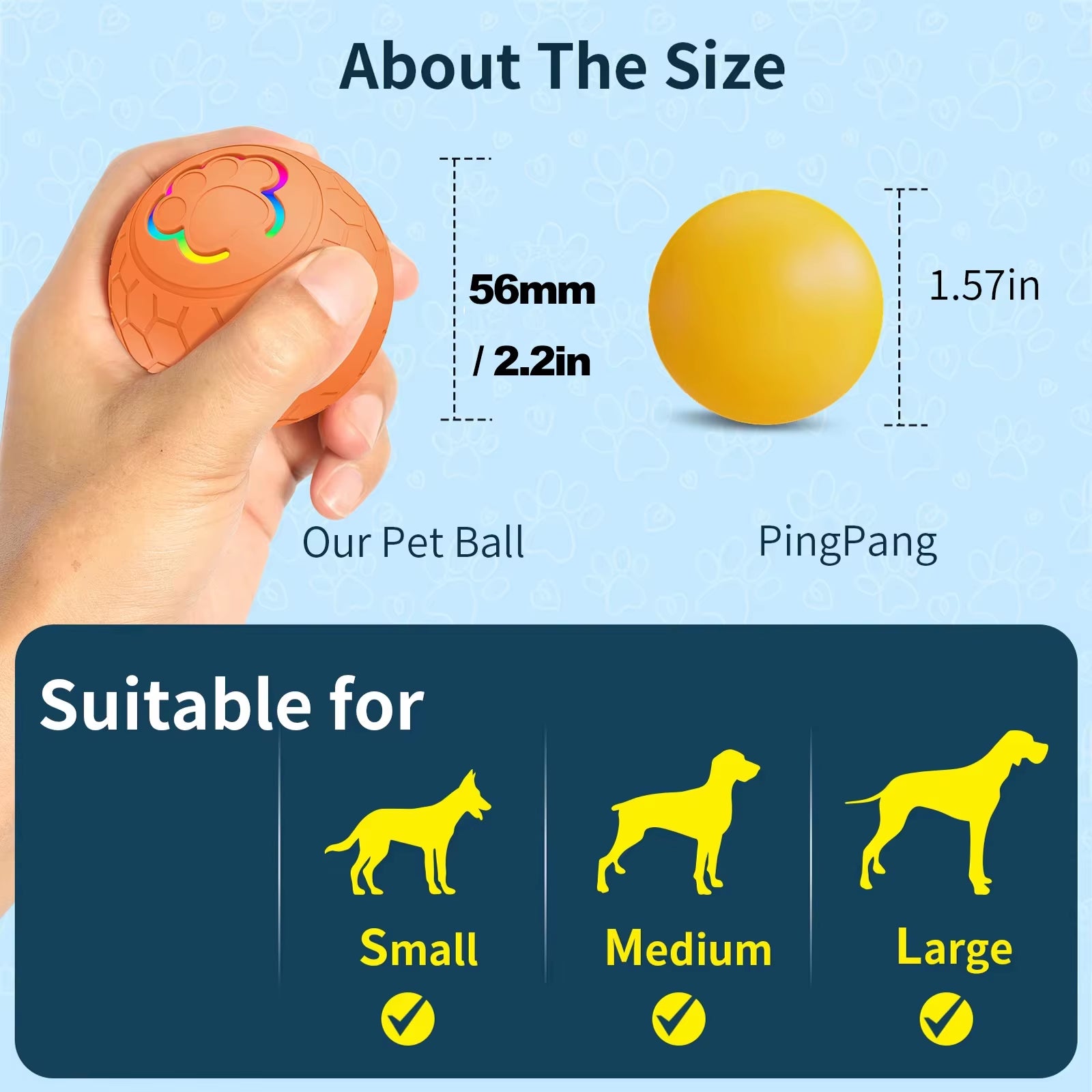 LumaPounce™ Pro - "Smart RGB LED Pet Ball with Auto-Bounce Technology - 4hr Playtime (300mAh USB Rechargeable)
