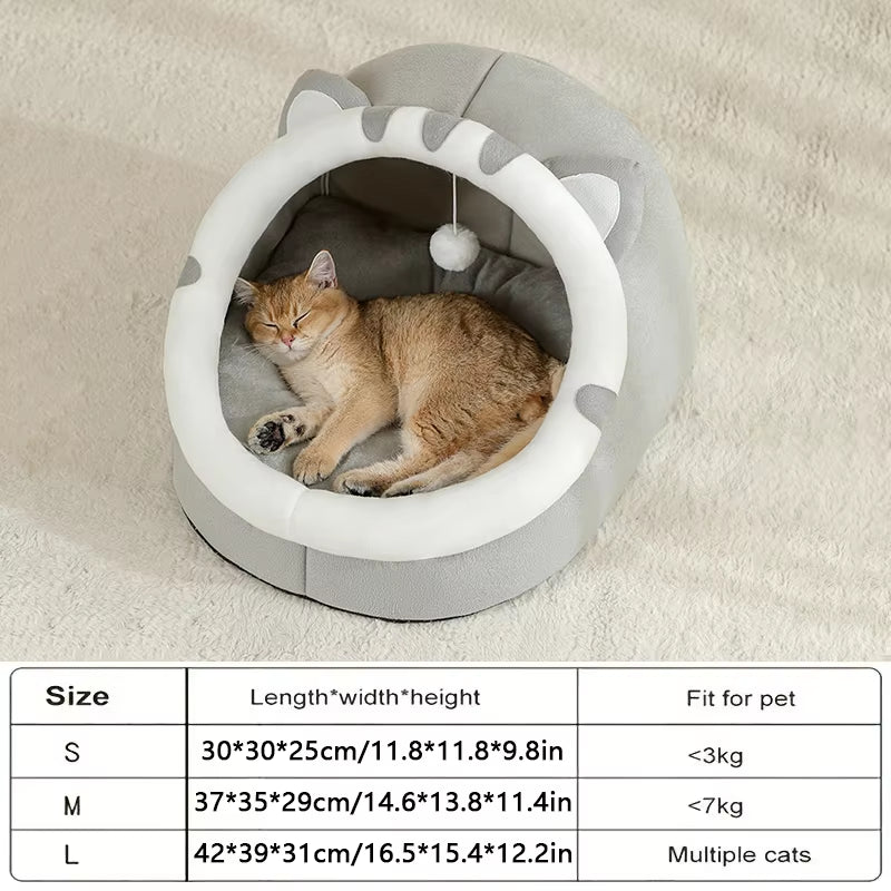 SnuggleHut™ Cat Bed - Winter-Warm Pet Cave with Waterproof Bottom, Breathable Fleece for Indoor Cats & Puppies