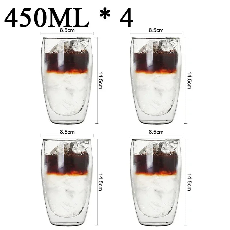 PureTaste™ Lead-Free Glass Cup Collection - Double Wall Design for Bar/Home/Office (Gift-Ready Packaging)