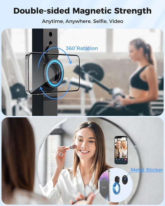 Gym-Proof Phone Grip - 360° Rotating Magnetic Ring for Workouts