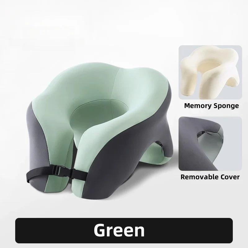 AeroRest™ Memory Foam Travel Pillow - 5-Second Rebound Tech with Adjustable Neck Support & Waterproof Bag