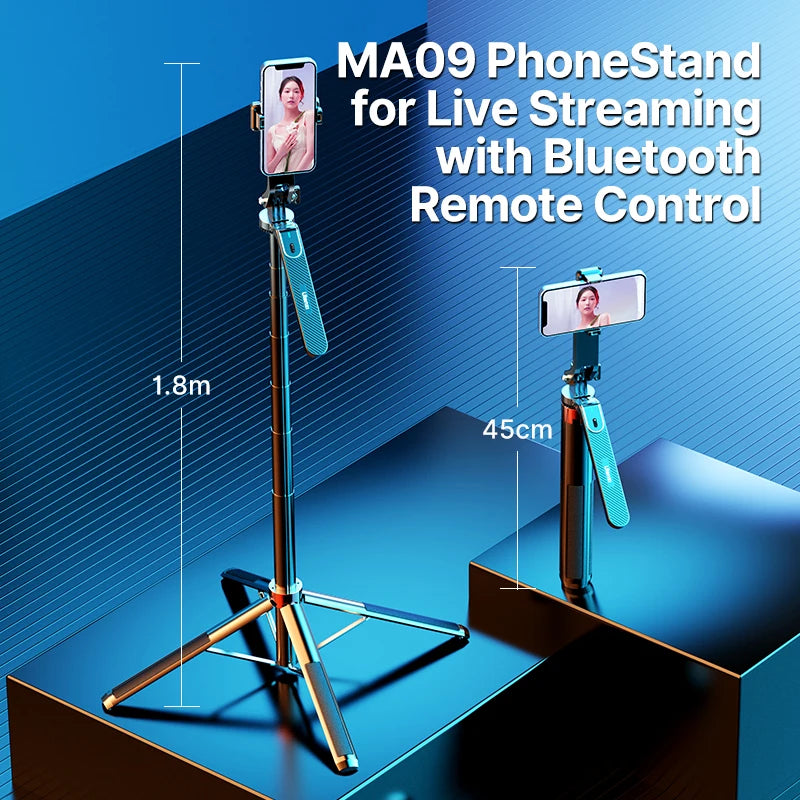 AeroGrip Ultra™ "360° Panoramic Ball Head Tripod – 10m Bluetooth Range for Live Streaming