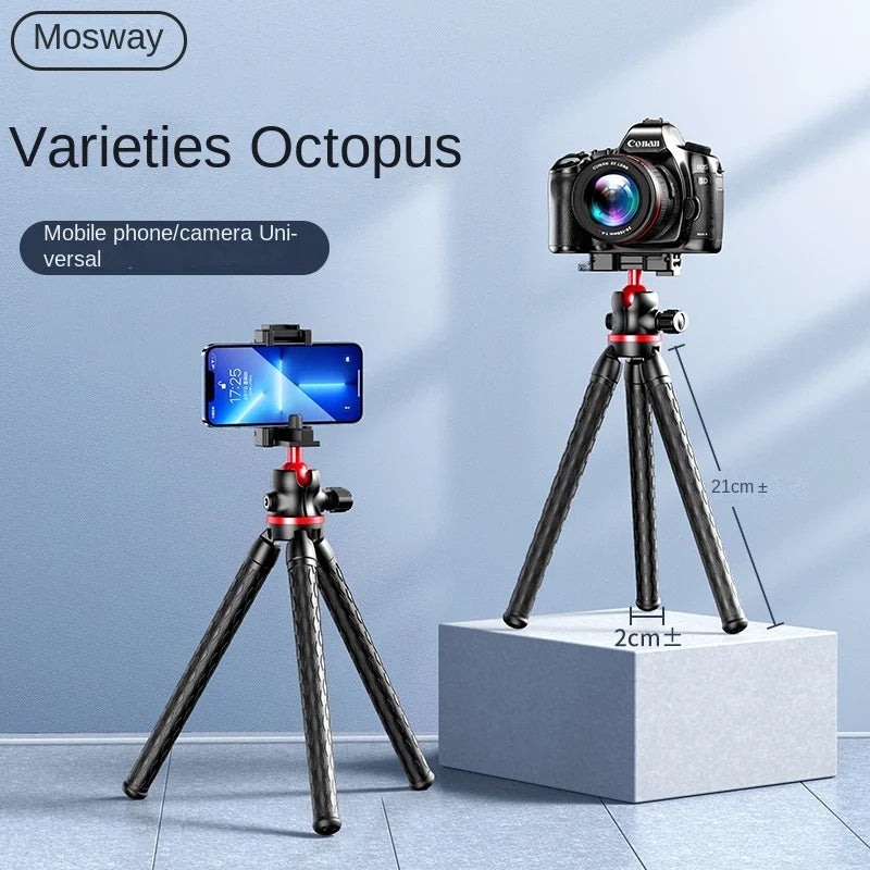 OctoFlex Pro™ *"2-in-1 Octopus Tripod – Bendable Legs + Phone/DSLR Mount, Cold Shoe for Lighting