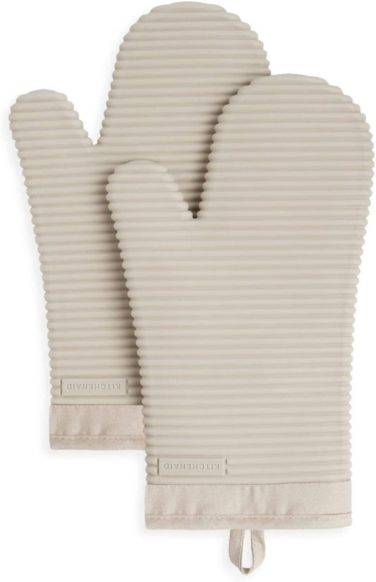 KitchenAid Ribbed Oven Mitts - Waterproof & Extra-Long (7"x13")