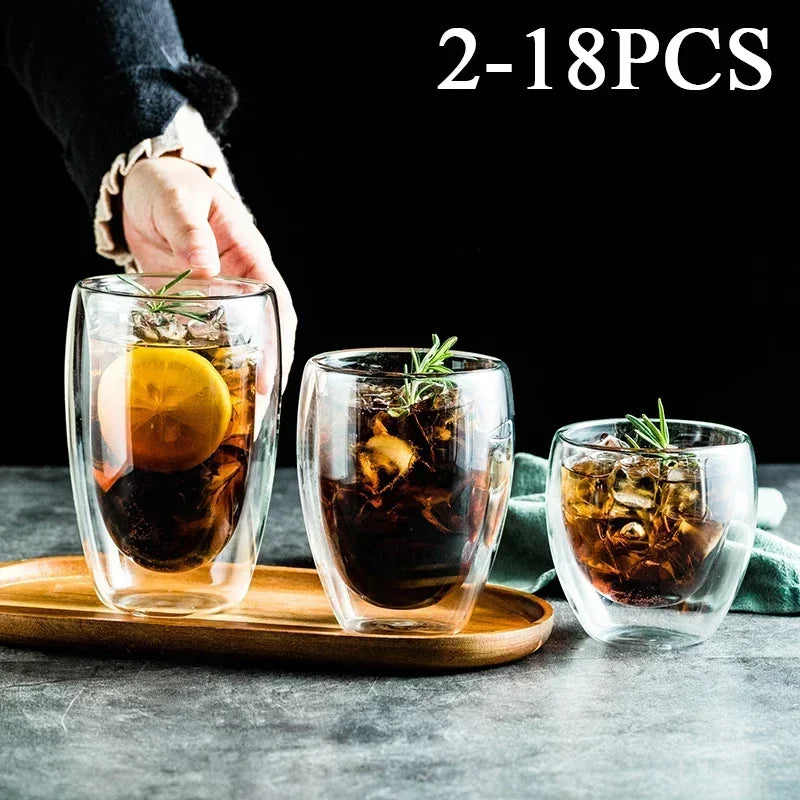 PureTaste™ Lead-Free Glass Cup Collection - Double Wall Design for Bar/Home/Office (Gift-Ready Packaging)