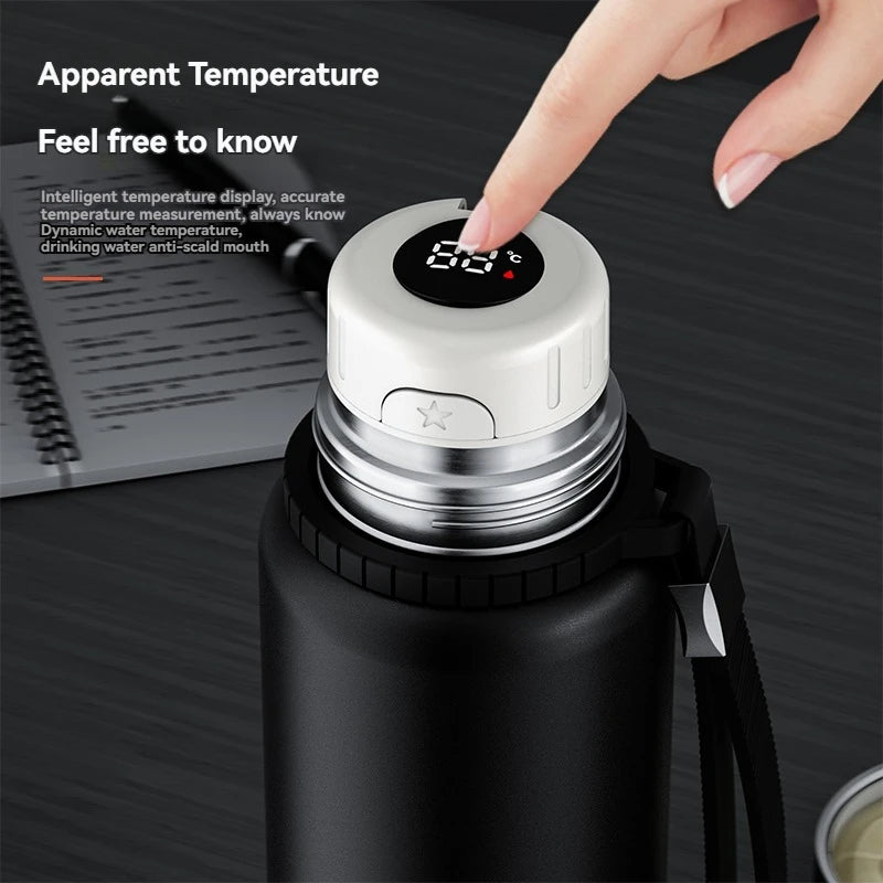ThermoGuard Pro™ 2L Smart Water Bottle - 316 Stainless Steel Vacuum Flask with Temperature Display & Detachable Cup