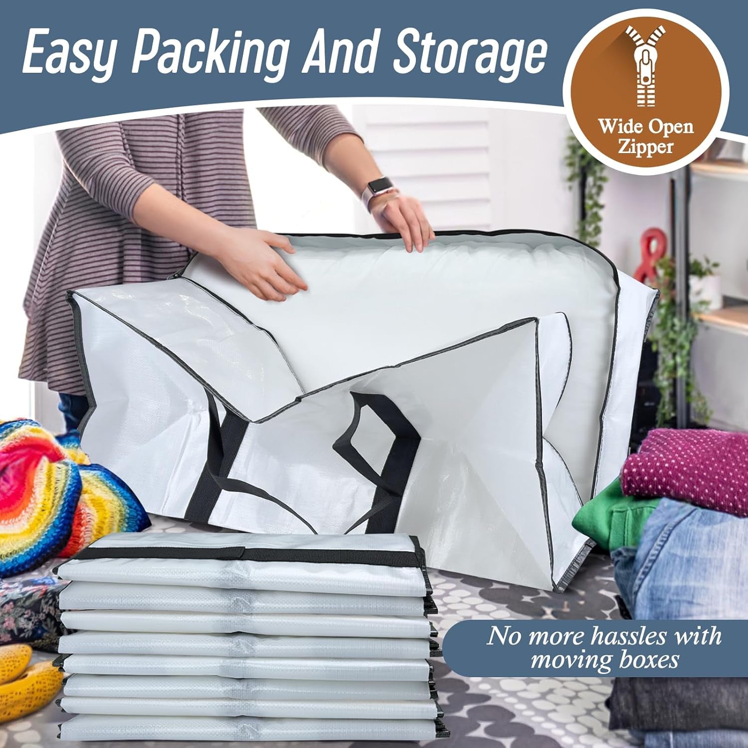 Fygrip Moving Bags (12-Pack) - College Storage, 29"L, No Puncture"