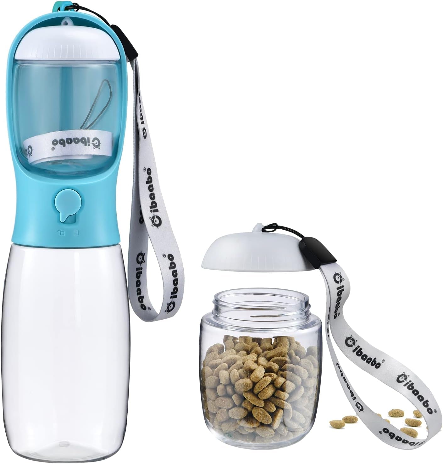 2-in-1 Dog Water Bottle & Treat Dispenser - Leakproof Travel Bowl