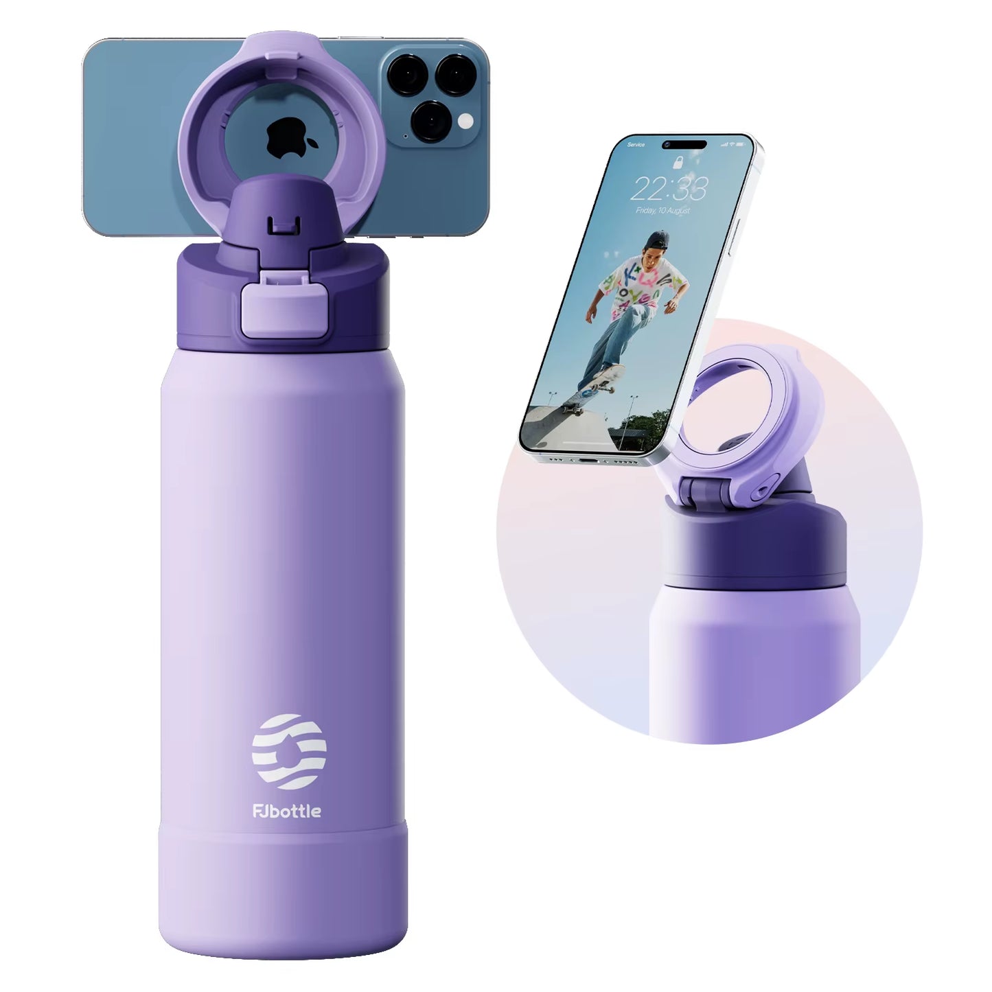 PhoneSip™ Magnetic Water Bottle - Double-Wall Vacuum Stainless Steel with Anti-Slip Phone Mount