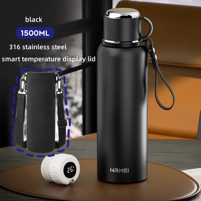 ThermoGuard Pro™ 2L Smart Water Bottle - 316 Stainless Steel Vacuum Flask with Temperature Display & Detachable Cup