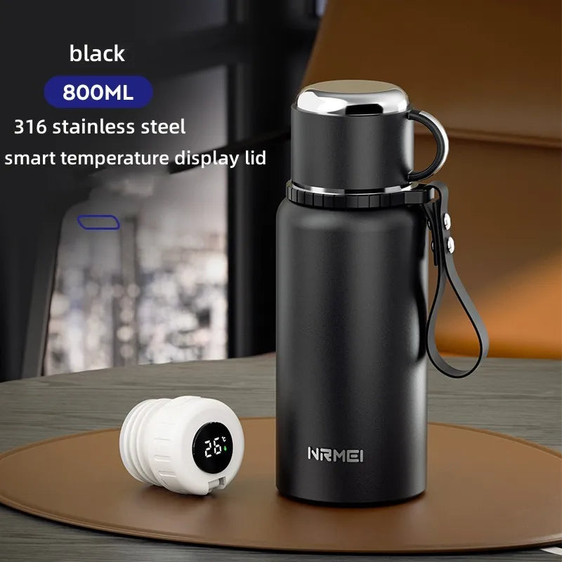 ThermoGuard Pro™ 2L Smart Water Bottle - 316 Stainless Steel Vacuum Flask with Temperature Display & Detachable Cup