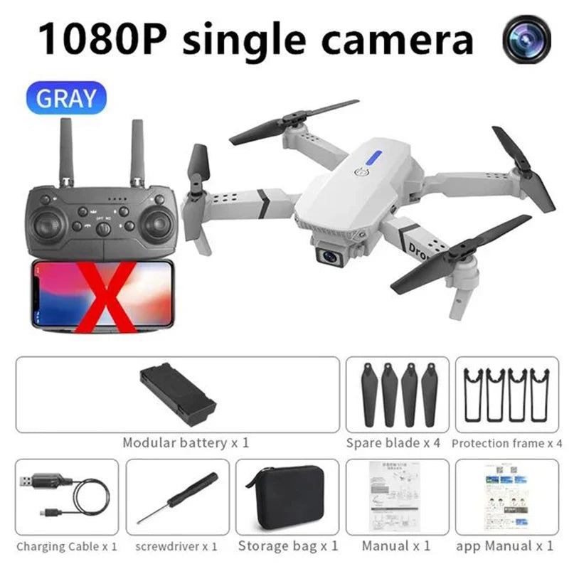 SkyVue Pro™ 2025 "4K FPV Drone with WiFi Live Feed – Foldable, Altitude Hold, 100m Range (E88 Pro Model)