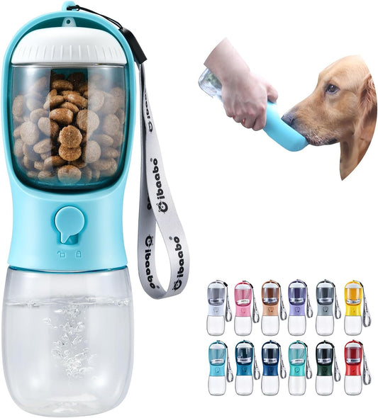 2-in-1 Dog Water Bottle & Treat Dispenser - Leakproof Travel Bowl