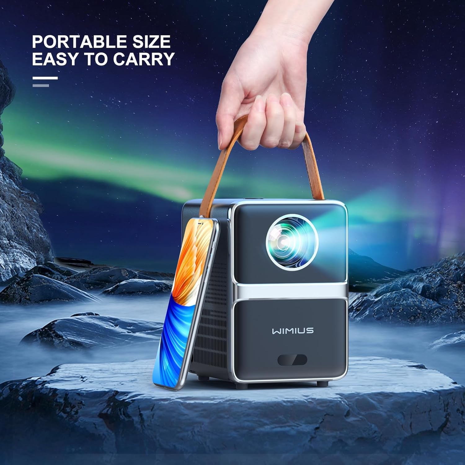 WIMIUS P61 Mini Projector - 5G WiFi/Bluetooth, 1080P HD, 300" Screen