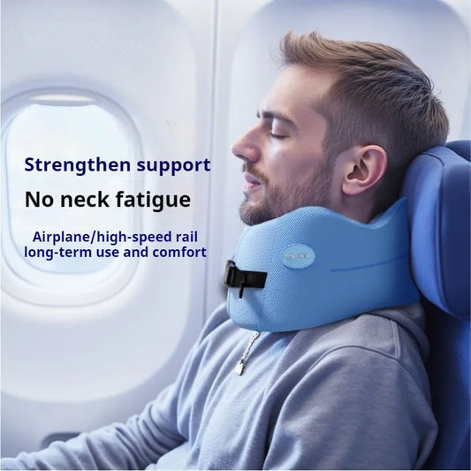 AeroRest™ Smart Neck Pillow - Ergonomic Memory Foam Design with Adjustable Chin Support (Grey/Blue)