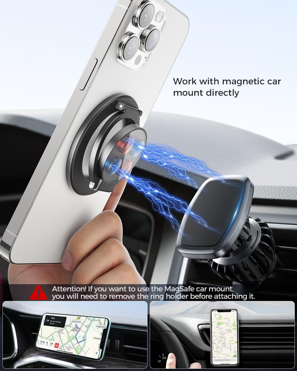 Gym-Proof Phone Grip - 360° Rotating Magnetic Ring for Workouts