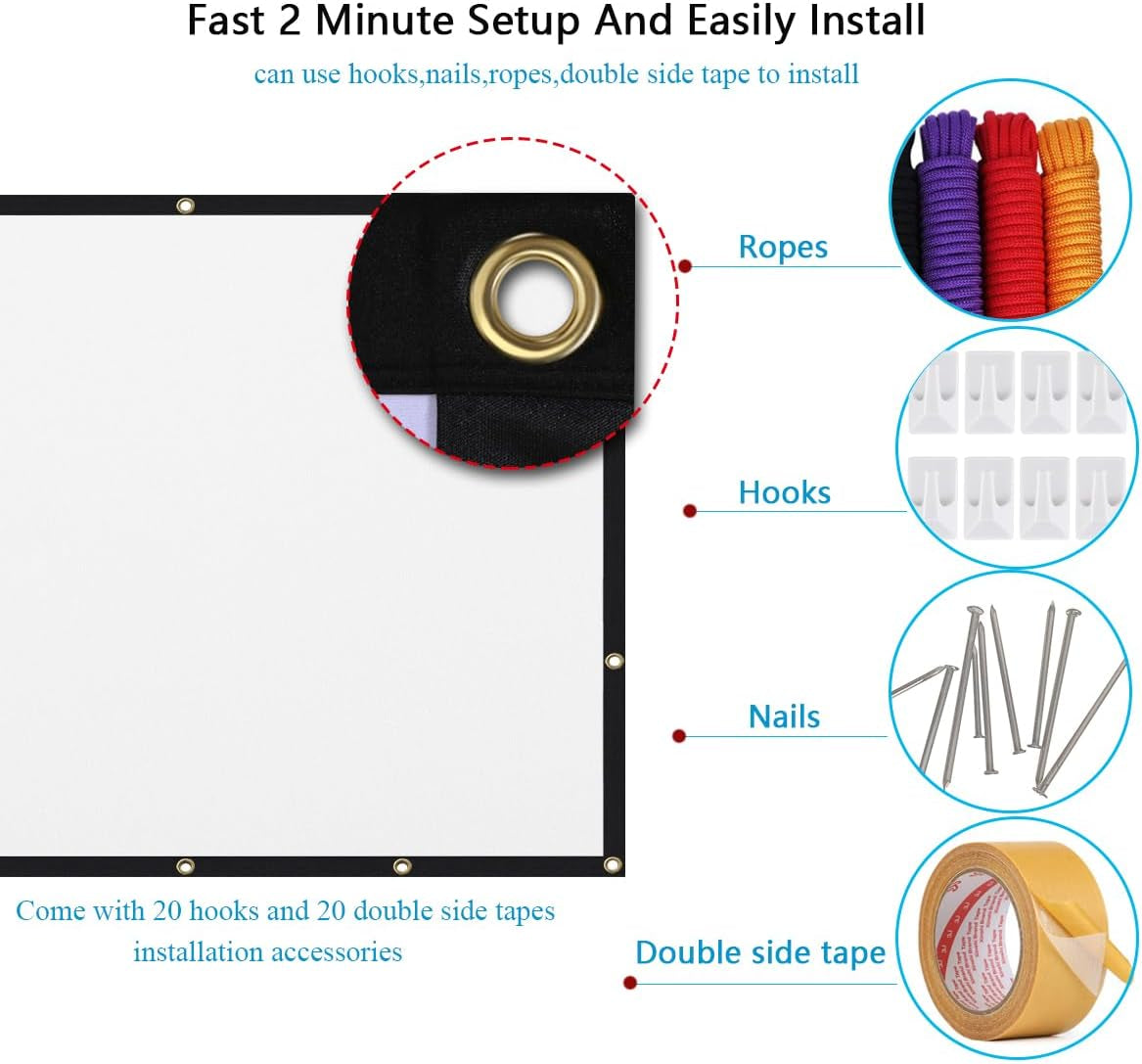 120" Wrinkle-Free Projector Screen - Foldable & Portable (16:9)