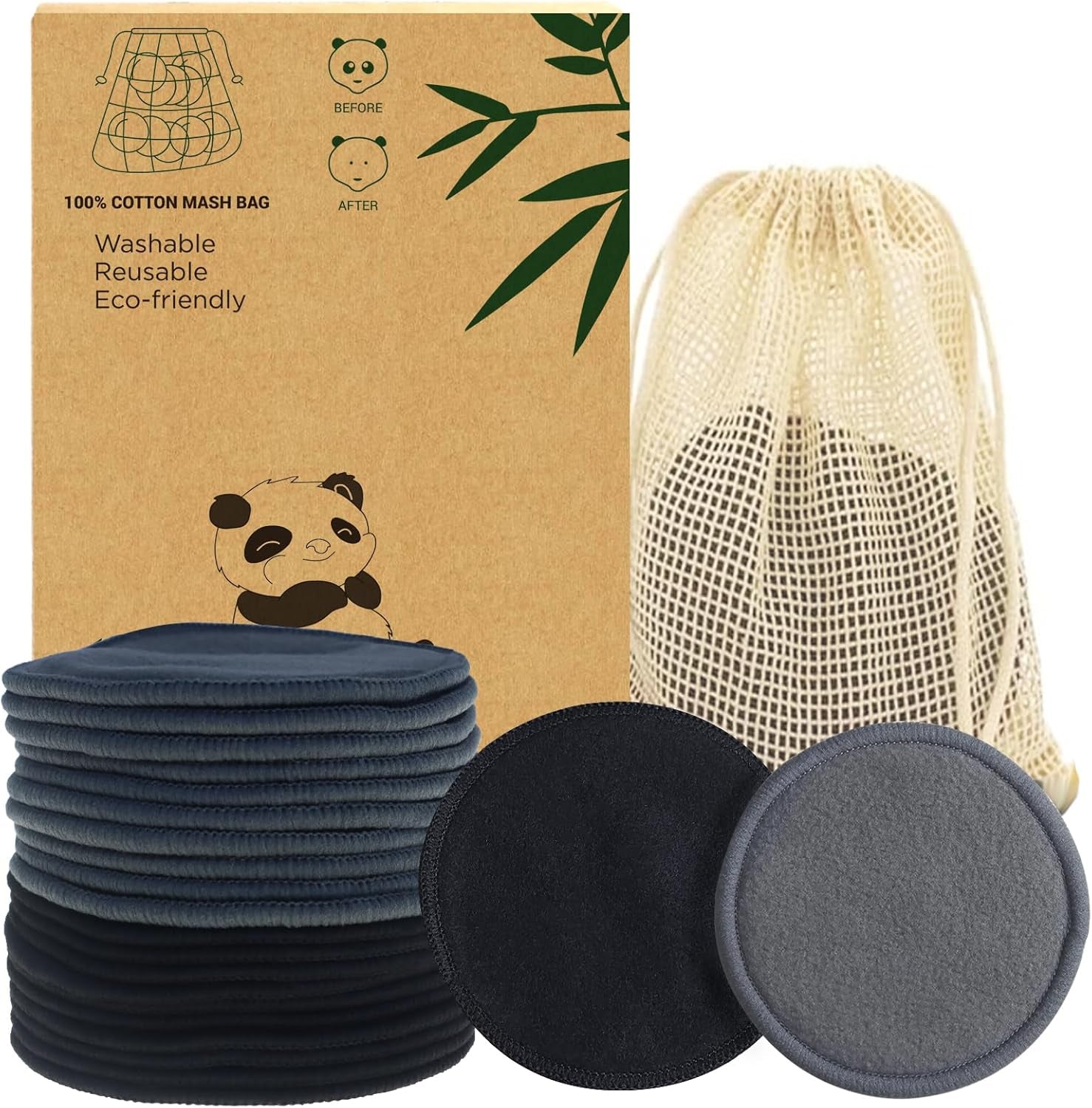 Reusable Makeup Remover Pads - Eco-Friendly Bamboo Cotton Rounds