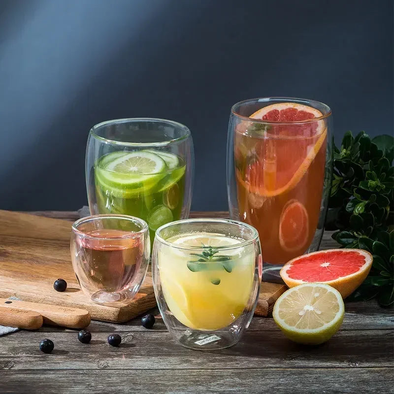 PureTaste™ Lead-Free Glass Cup Collection - Double Wall Design for Bar/Home/Office (Gift-Ready Packaging)