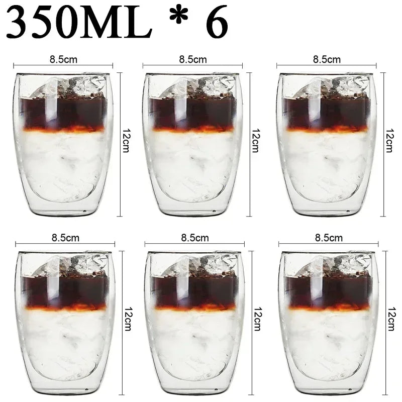 PureTaste™ Lead-Free Glass Cup Collection - Double Wall Design for Bar/Home/Office (Gift-Ready Packaging)