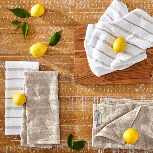Albany Kitchen Towel Set - 4-Pack Absorbent Cotton (16"x26")
