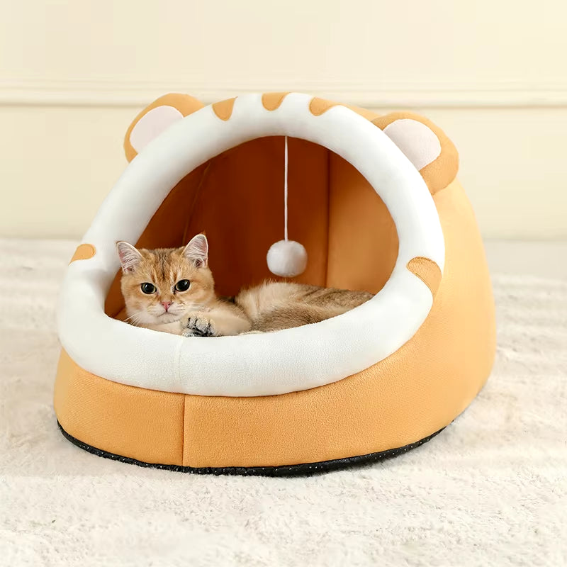 SnuggleHut™ Cat Bed - Winter-Warm Pet Cave with Waterproof Bottom, Breathable Fleece for Indoor Cats & Puppies